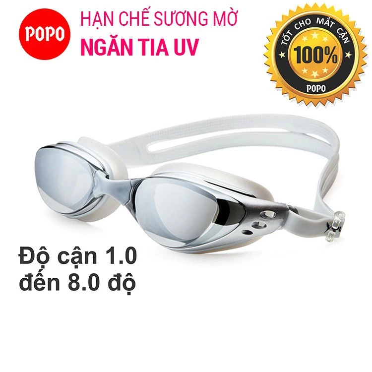 Kính bơi cận thị 610 POPO có độ từ 1,5 đến 8.0 cản UV sử dụng cho người lớn nam nữ trẻ em từ 8 tuổi