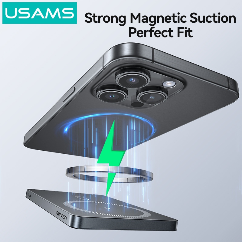 USAMS Wireless Power Bank 5000 / 10000mAh Sạc từ tính không dây Sạc nhanh USB-C Đầu vào / Ra cho iP17 16 15 14 13 12 Series - Hình 4
