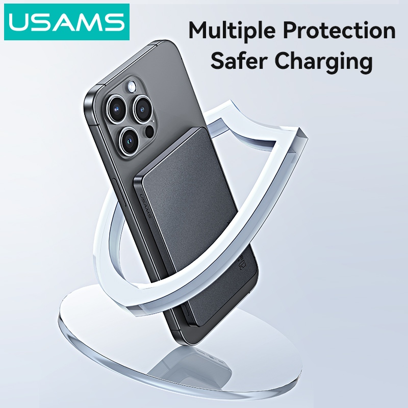 USAMS Wireless Power Bank 5000 / 10000mAh Sạc từ tính không dây Sạc nhanh USB-C Đầu vào / Ra cho iP17 16 15 14 13 12 Series - Hình 5