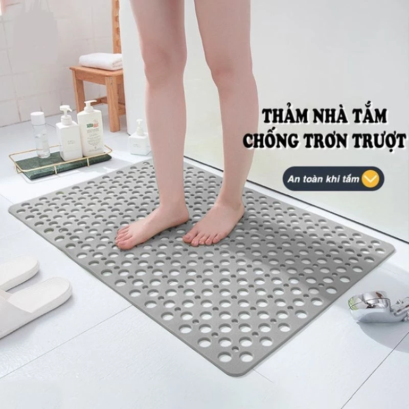 Thảm lót nhà tắm chống trơn trượt chất liệu cao su độ bám dính cao 72x36cm