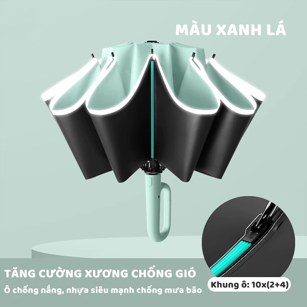 Dù Gấp Tự Độg 60 Xương, Ô phản quang,có tay cầm dạng vòng