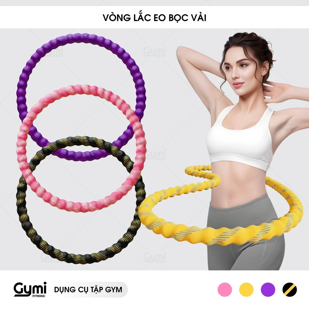 Vòng Lắc Eo Bọc Vải Cao Cấp 03 - 1.3kg/2kg - Liền Mạch, Không Kẹp Da, Êm Ái Luyện Tập, Dùng Tại Nhà