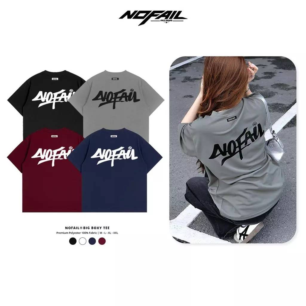 Áo Thun Form Boxy Nam Nữ Unisex Local Brand ' No Fail ', Áo Polyester Cổ Tròn - A02