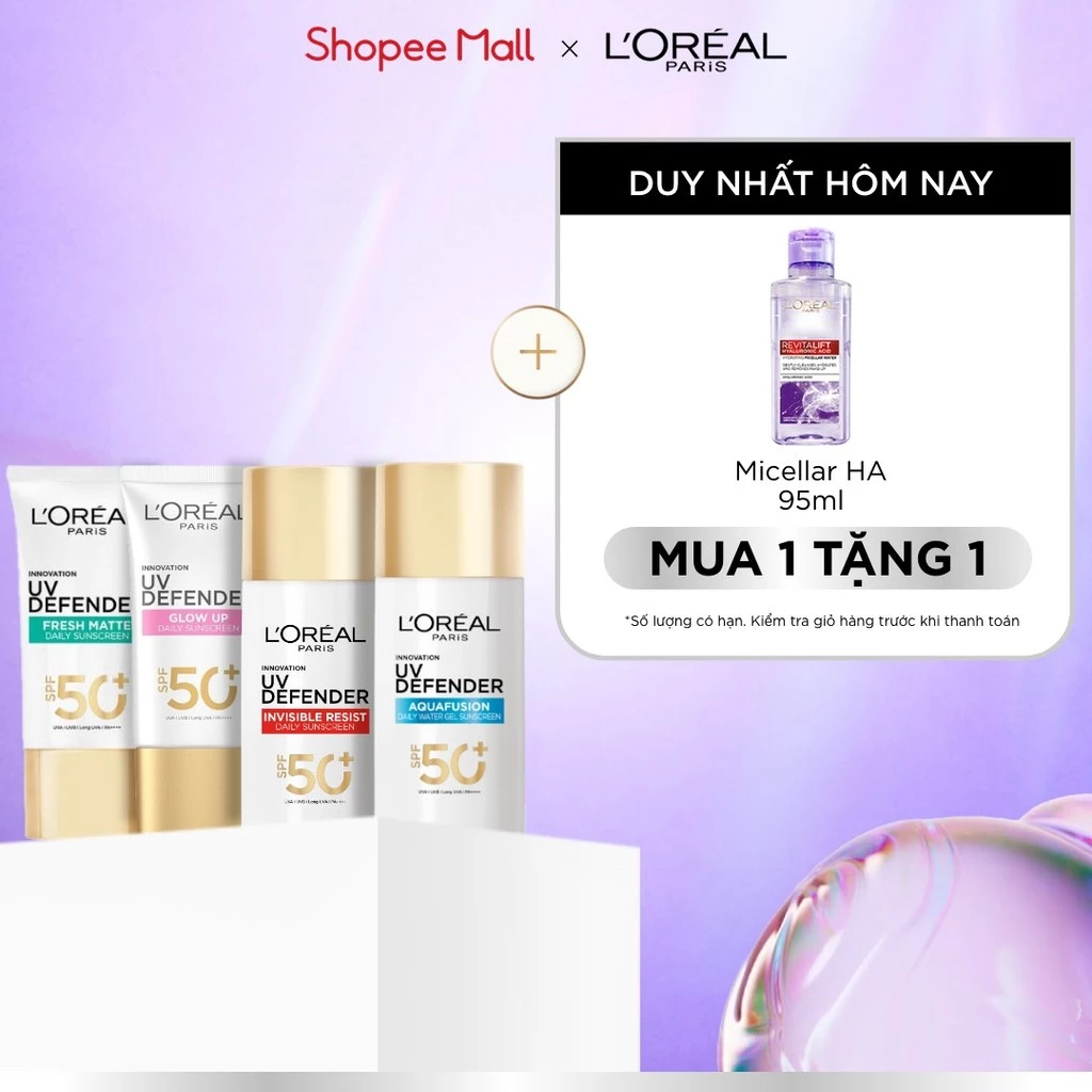 Chống Nắng Phổ Rộng Thoáng Da, Kháng Mọi Tác Động UV Defender SPF 50+ PA++++ Loreal Paris 50ml