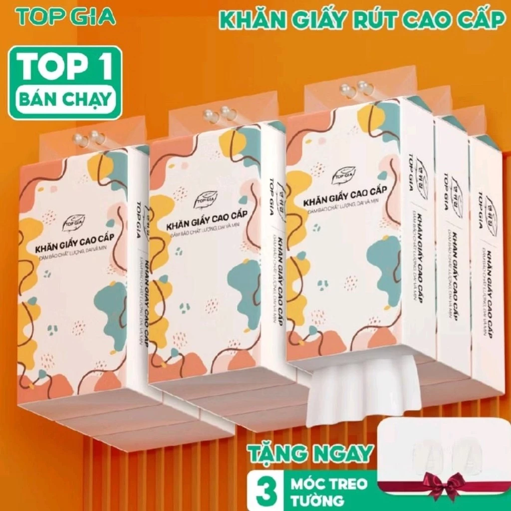 [ĐA KHO] Thùng 6 Bịch Giấy Rút Cao Cấp Treo Tường Đa Sắc TopGia_tặng 3 móc topgia
