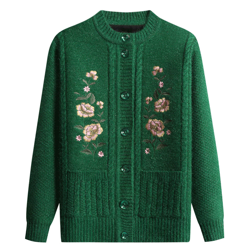 Bà Mùa Thu Quần Áo Áo Áo Len Cardigan Mùa Xuân Thu Áo Trung Niên Người Cao Tuổi Nữ Quần Áo Mẹ Quần Áo Dệt Kim Áo Len Dài Tay Áo