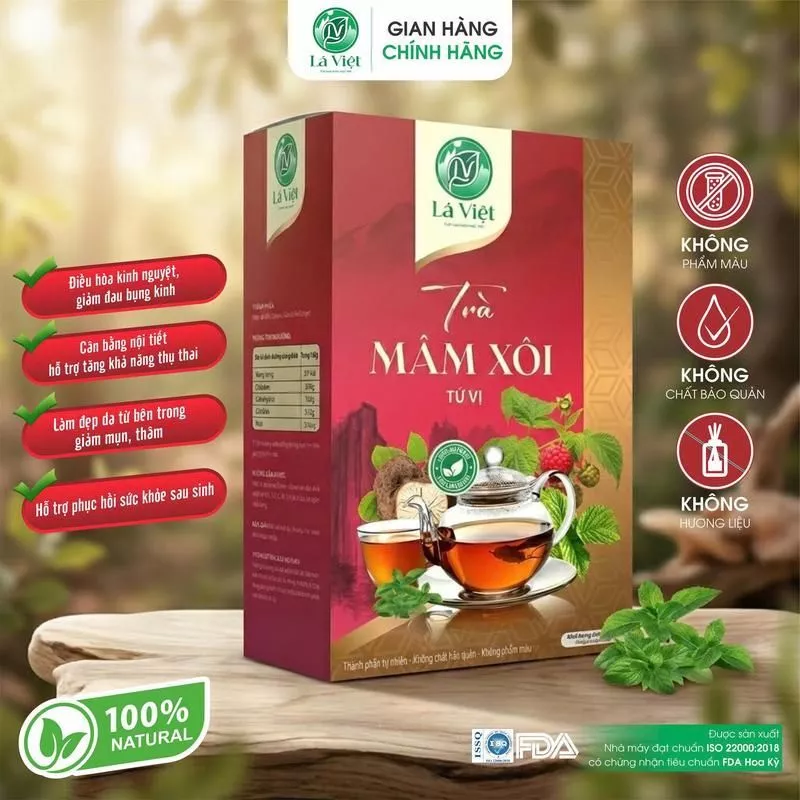 Trà Mâm Xôi Lá Việt Tea Nguyên Chất 100% – Điều Kinh, Nội Tiết Kém Nên Dùng, Đẹp Da Từ Bên Trong Giảm Thâm Sạm