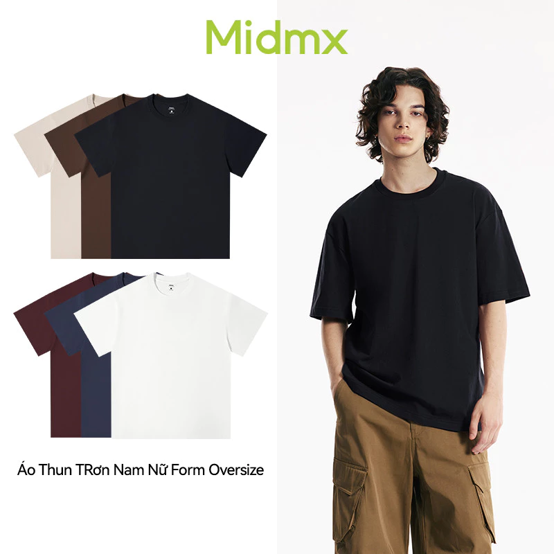Áo Phông Nam Nữ Unisex Form Rộng form rộng 230gsm Form Rộng Cổ Tròn Unisex Nam Nữ Basic