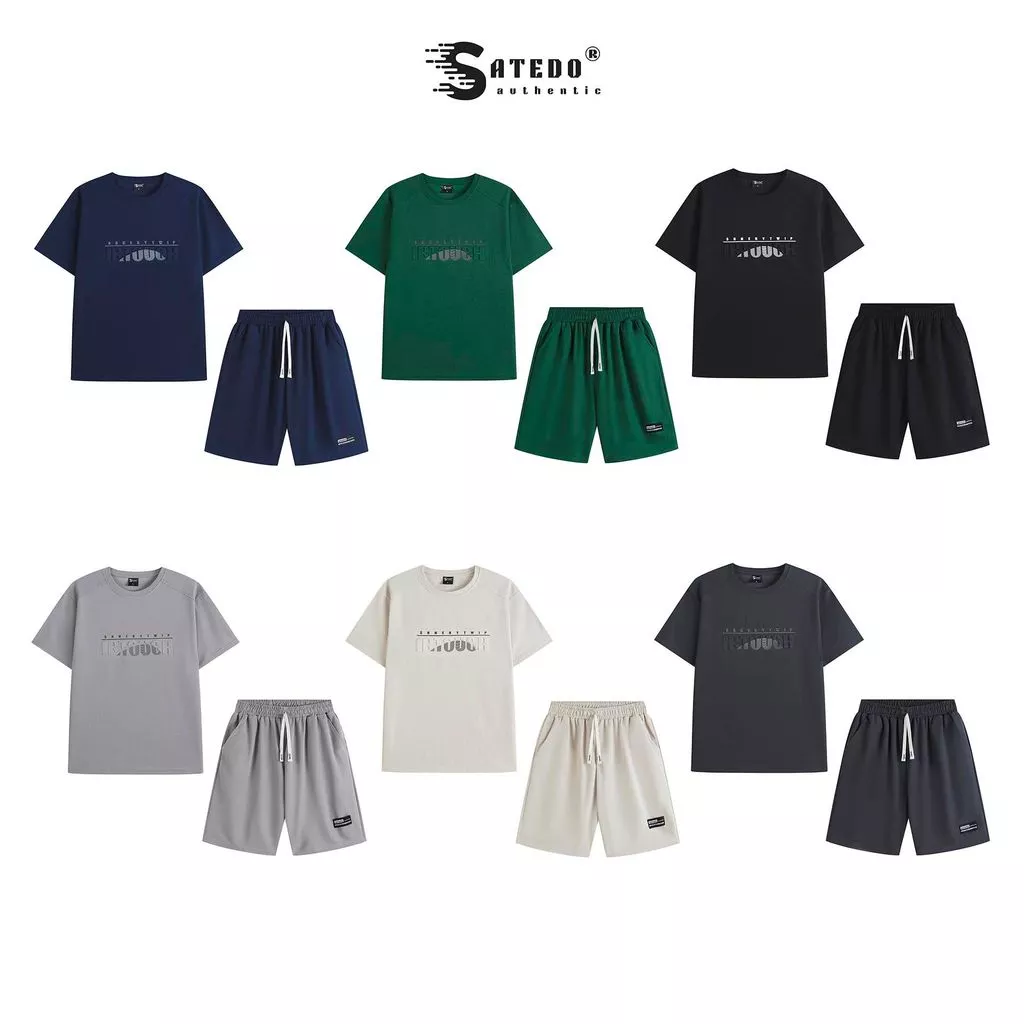 Set bộ S ATEDO áo cộc, quần short, chất liệu vải cotton waffle tổ ong, chữ dập nổi độc quyền, from basic, mã SP: BD99