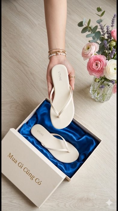 UTUNE Dép xỏ ngón nhẹ êm chất liệu da PU thời trang dễ phối dép đi biển đế TPR chống trượt mang lâu không mỏi phong cách tối giản cao cấp