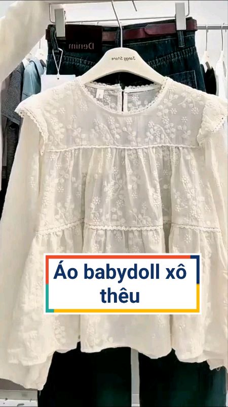 Áo babydoll ren xô thêu #aonu #aobabydoll #aoxotheu #ShopeeCreator #VideohangThoiTrang #LuotVuiMuaLien