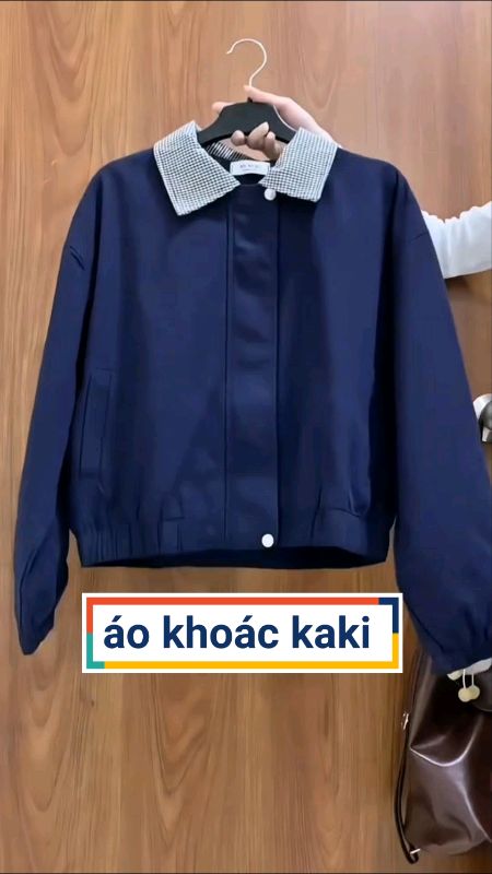 Áo khoác kaki cổ bẻ carô xịn #aokhoackaki #aokhoacnu #videohangThoiTrang #ShopeeCreator #LuotVuiMuaLien