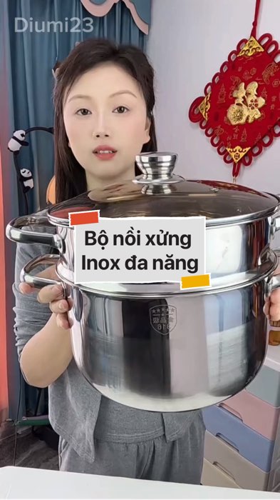 ￼Bộ nồi xửng Inox 430 đa năng #VideoHangGiaDung#shopeestyle#ShopeeVideo#ShopeeCreator #LuotVuiMuaLien #diumi08