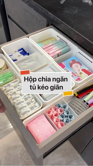 Hộp chia ngăn tủ kéo giãn #VideoHangGiaDung#shopeestyle#ShopeeVideo#ShopeeCreator #LuotVuiMuaLien #diumi102