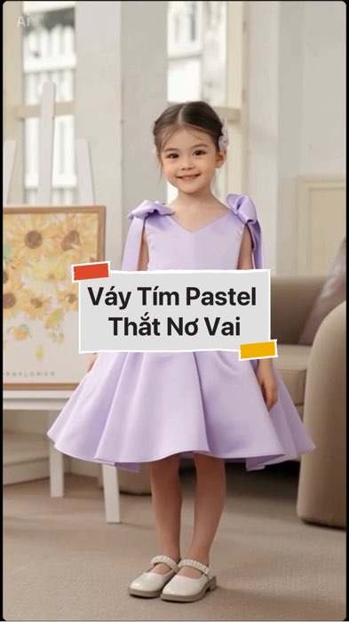 Mua qua video giá rẻ hơn - Váy Công Chúa Cho Bé Gái Thiết Kế Cao Cấp - Đầm Dự Tiệc, Thôi Nôi Taffeta Tím Pastel Đính Ngọc Trai Thắt Nơ Vai #diumi276