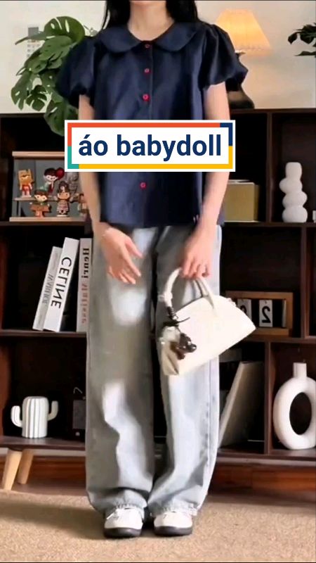 Áo babydoll cúc màu tay phồng tiểu thư, áo kiểu hàn quốc #aokieu #aobabydoll #aokieuhanquoc