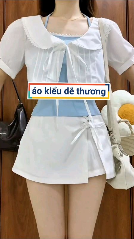 ​Set áo croptop 2 lớp dáng tay phồng tiểu thư thắt nơ dễ thương Hàn Quốc #aokieu #aokieuhanquoc #aokieuxinh #ShopeeCreator #VideohangThoiTrang