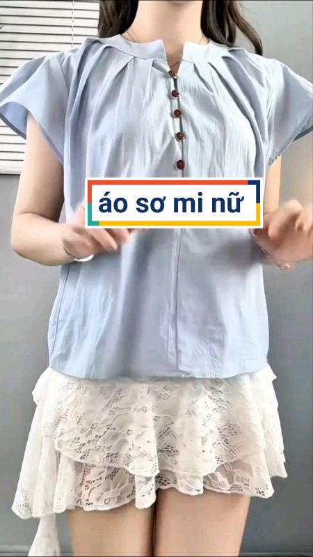 áo sơ mi cổ tròn dễ phối đồ, áo xinh #aokieunu #aosomi #VideohangThoiTrang #ShopeeCreator #LuotVuiMuaLien #shopeevideo