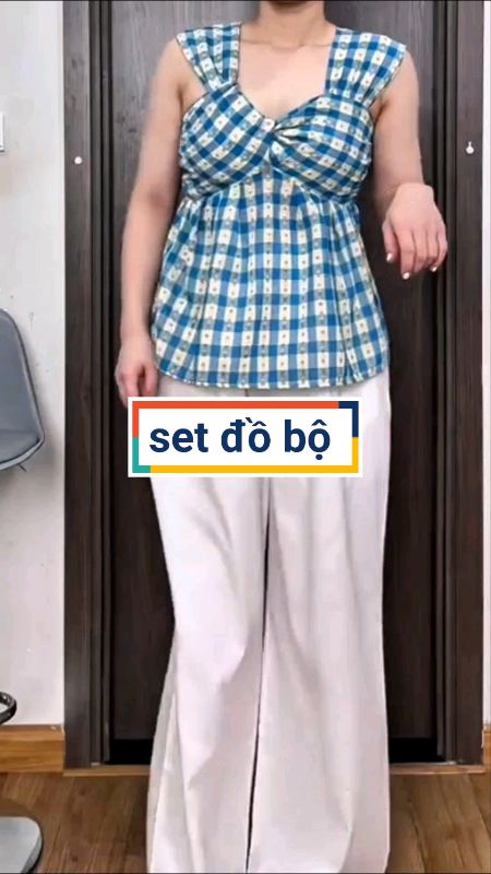 Set đồ bộ kẻ ca rô #setdonu #setdoxinh #videohangThoiTrang #ShopeeCreator #ShopeeVideo