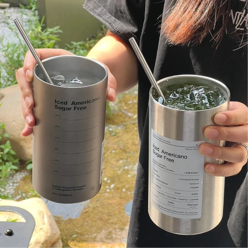 Ly Giữ Nhiệt Iced Americano Inox 304 Đúc Liền Khối Cao Cấp Có Nắp Đậy Tặng Kèm Ống Hút Hàng Loại 1