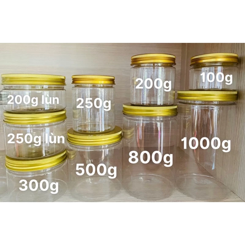 5 hủ nắp nhôm vàng , nhôm bạc , 100g ,200g,250g,500g ,1000g