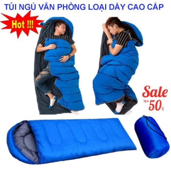 Túi ngủ văn phòng gấp gọn đa năng, túi ngủ đi phượt, dã ngoại có khoá kéo hở đầu