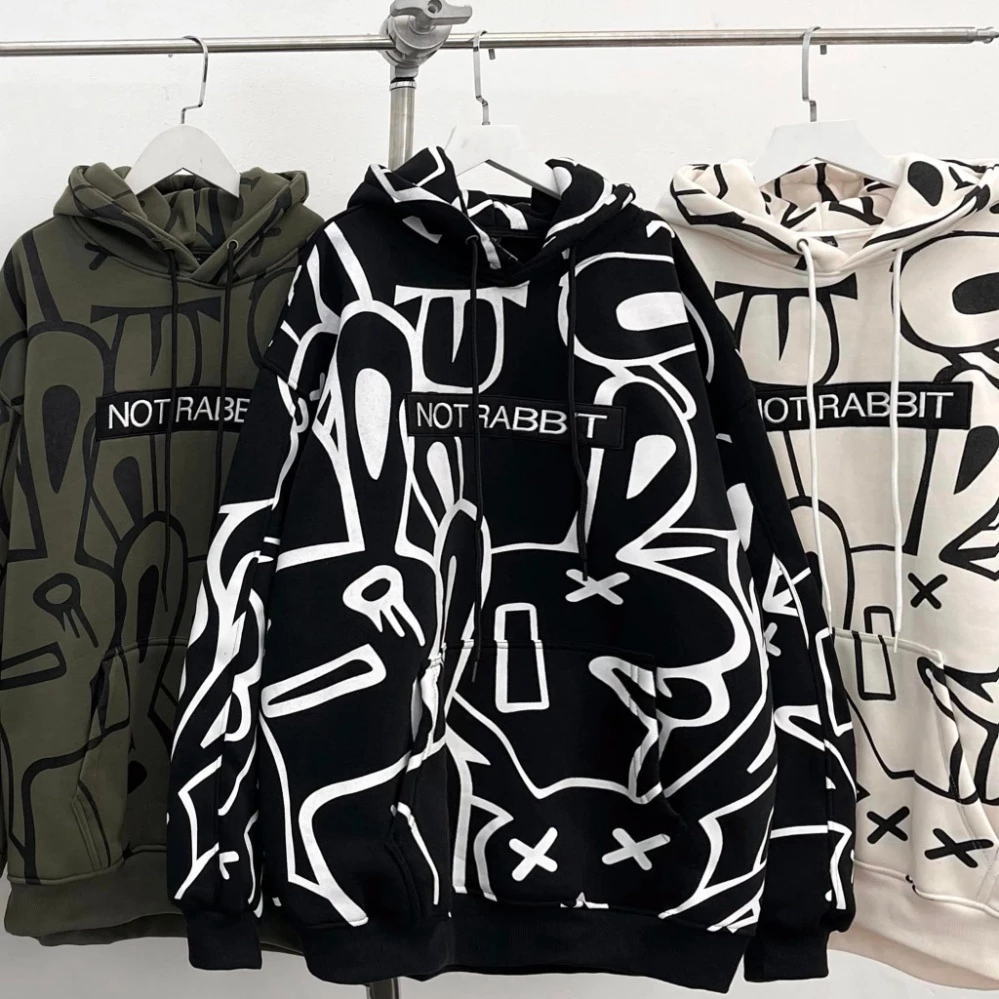 Áo hooodie not rabbit in hình form rộng unisex nam nữ phong cách cá tính, năng động, áo nỉ có mũ mùa đông MẪU MỚI HOT 1