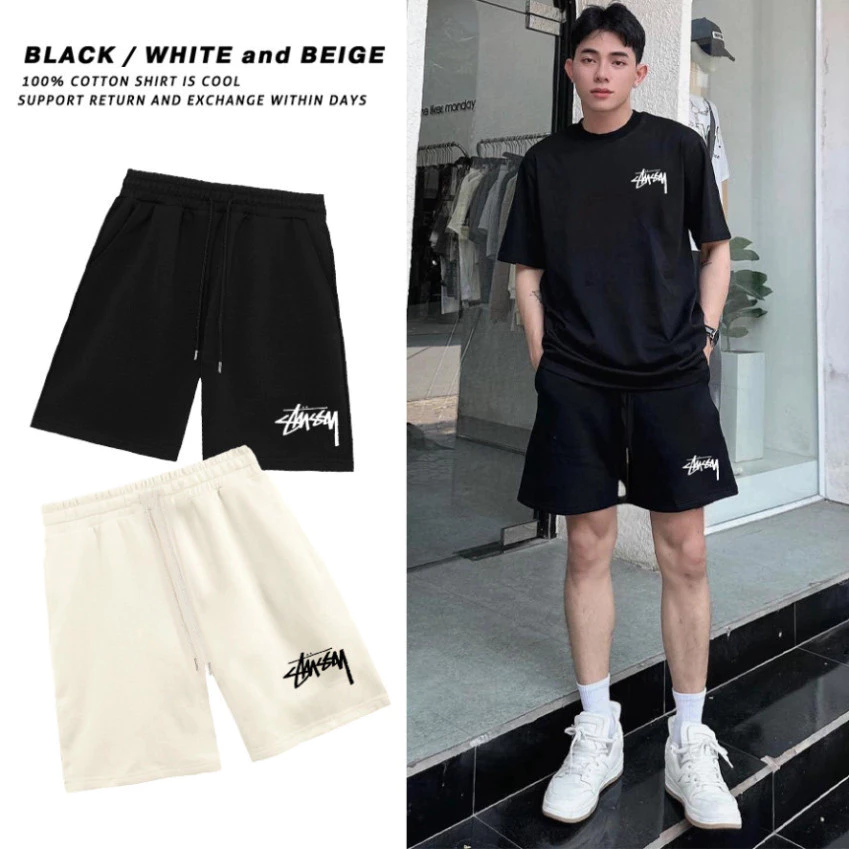 Quần Short Stu ssy Unisex Nam Nữ Chất Cotton Cao Cấp, Phong Cách Basic, Thể Thao