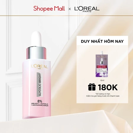 Serum Glycolic Melasyl 8% [Melasyl+Glycolic+Niacinamide] dưỡng sáng da, mờ thâm mụn & nám Loreal Paris
