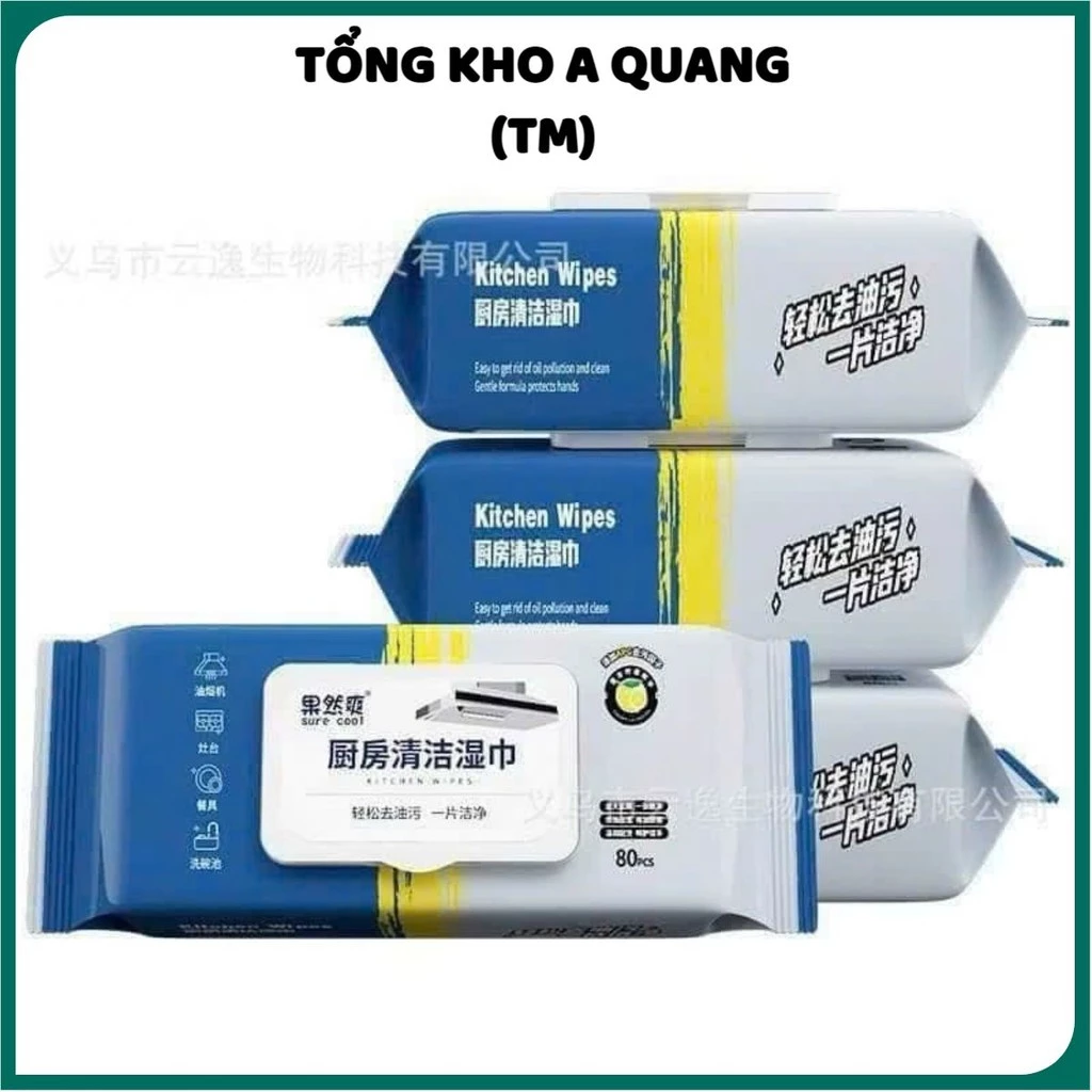 Khăn Ướt Lau Bếp Đa Năng Lau Sạch An Toàn, Khăn Giấy Ướt Lau Bếp Lau Đồ Gói 80 Tờ - KHĂN LAU BẾP ĐA NĂNG KHANLAUBEP