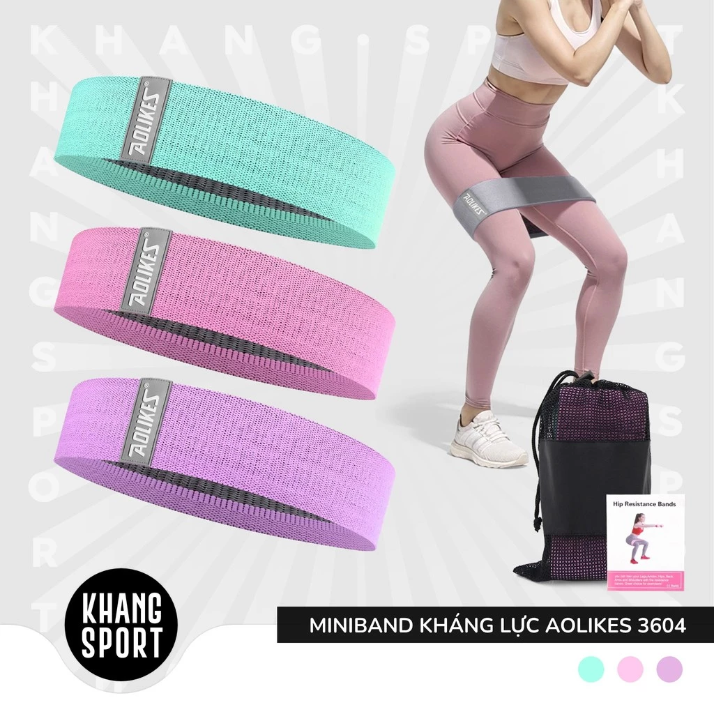 [Combo 3 dây] Dây Kháng Lực MiniBand Tập Mông Aolikes A-3604 | Booty Band Tập Mông Tập Gym