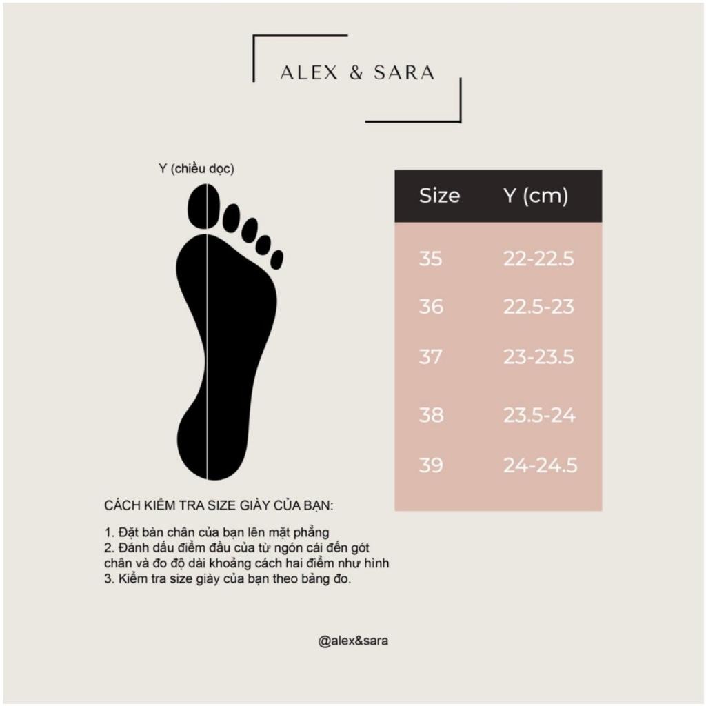 AL102 - Giày nữ Alex & Sara gót vuông cao 5cm valerie slingback phối mũi đen thanh lịch đi làm đi chơi - Hình 7