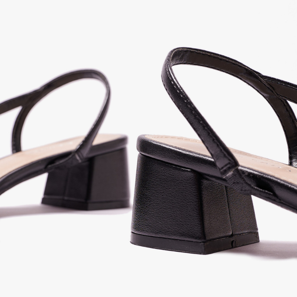 AL102 - Giày nữ Alex & Sara gót vuông cao 5cm valerie slingback phối mũi đen thanh lịch đi làm đi chơi - Hình 5