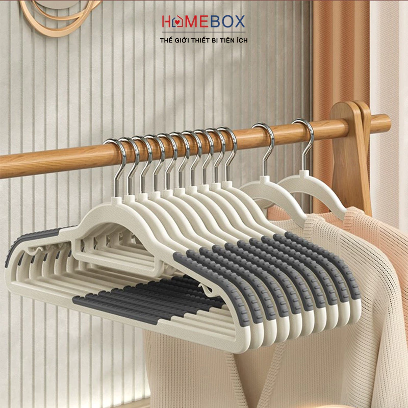 COMBO 10 Móc Treo Quần Áo Chống Trượt Xoay 360, Móc Áo Nhựa Dẻo ABS Chịu Lực Phơi Đồ Chịu Được Nặng