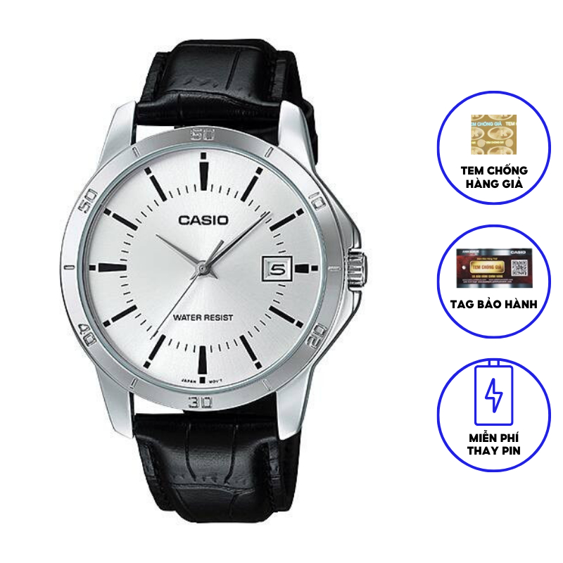 Đồng hồ nam dây da Casio MTP-V004L-7AUDF chính hãng - Hình 1
