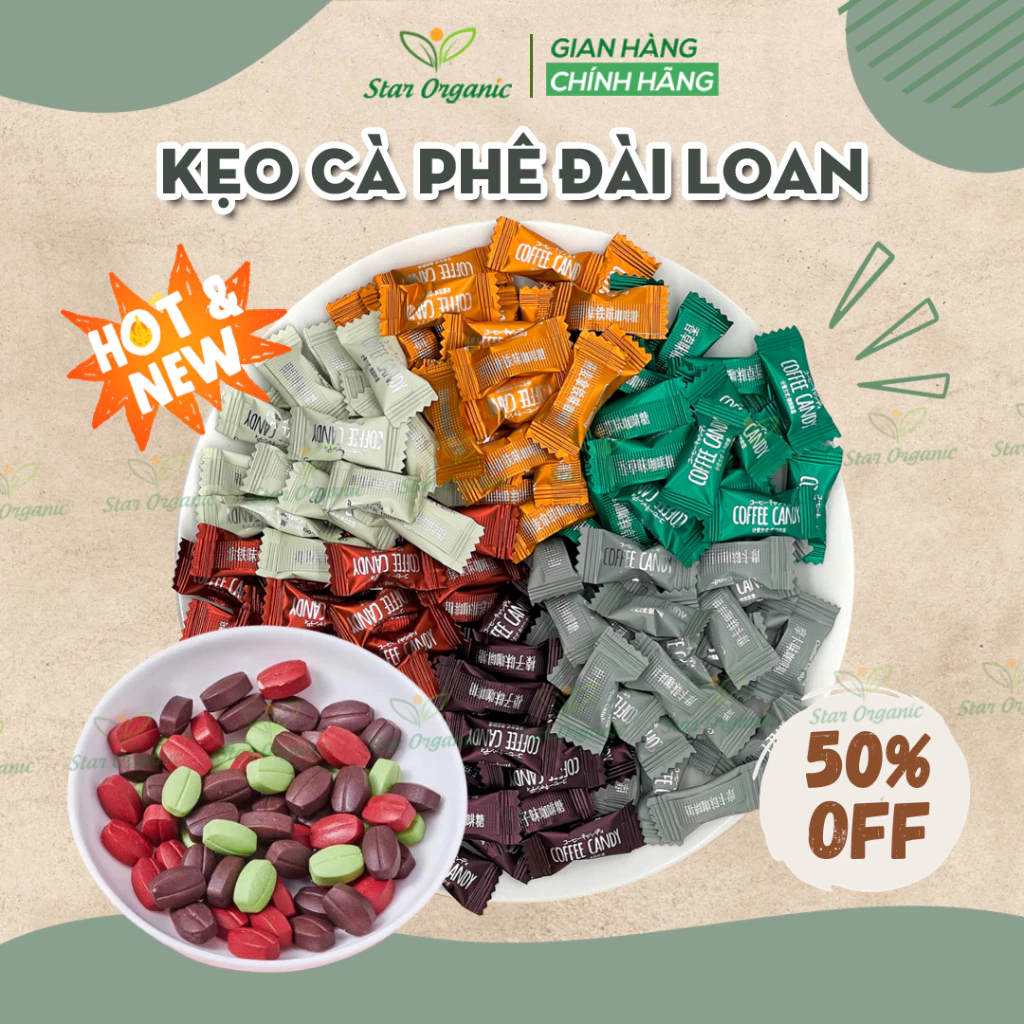 [ Túi 100G ] Kẹo Cà Phê Coffee Candy Đài Loan - Kẹo Cafe Không Đường / Kẹo Ăn Kiêng / Cà Phê/ Cà Phê Sữa