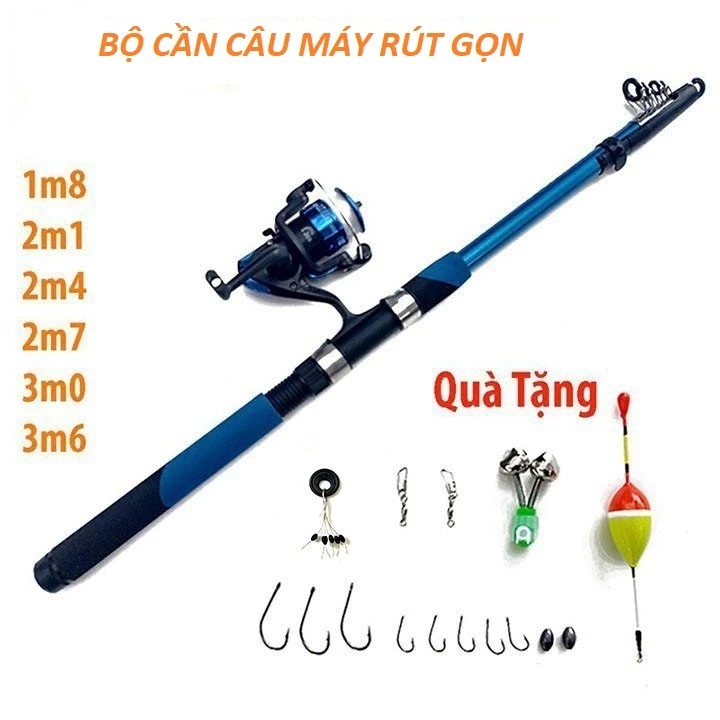 Bộ Cần Câu Máy Rút Gọn Và Phụ Kiện Hoàn Chỉnh - Câu Cá Hiệu Quả