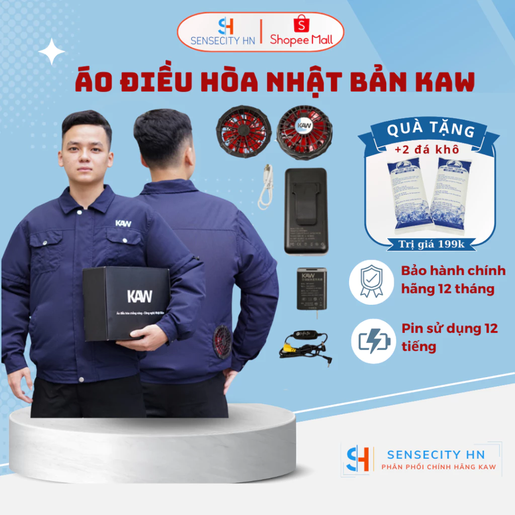 Áo Quạt Điều Hòa Nhật Bản Chính Hãng Pin 50000mAh-12 tiếng, thoáng mát, an toàn - Bảo hành 1 đổi 1