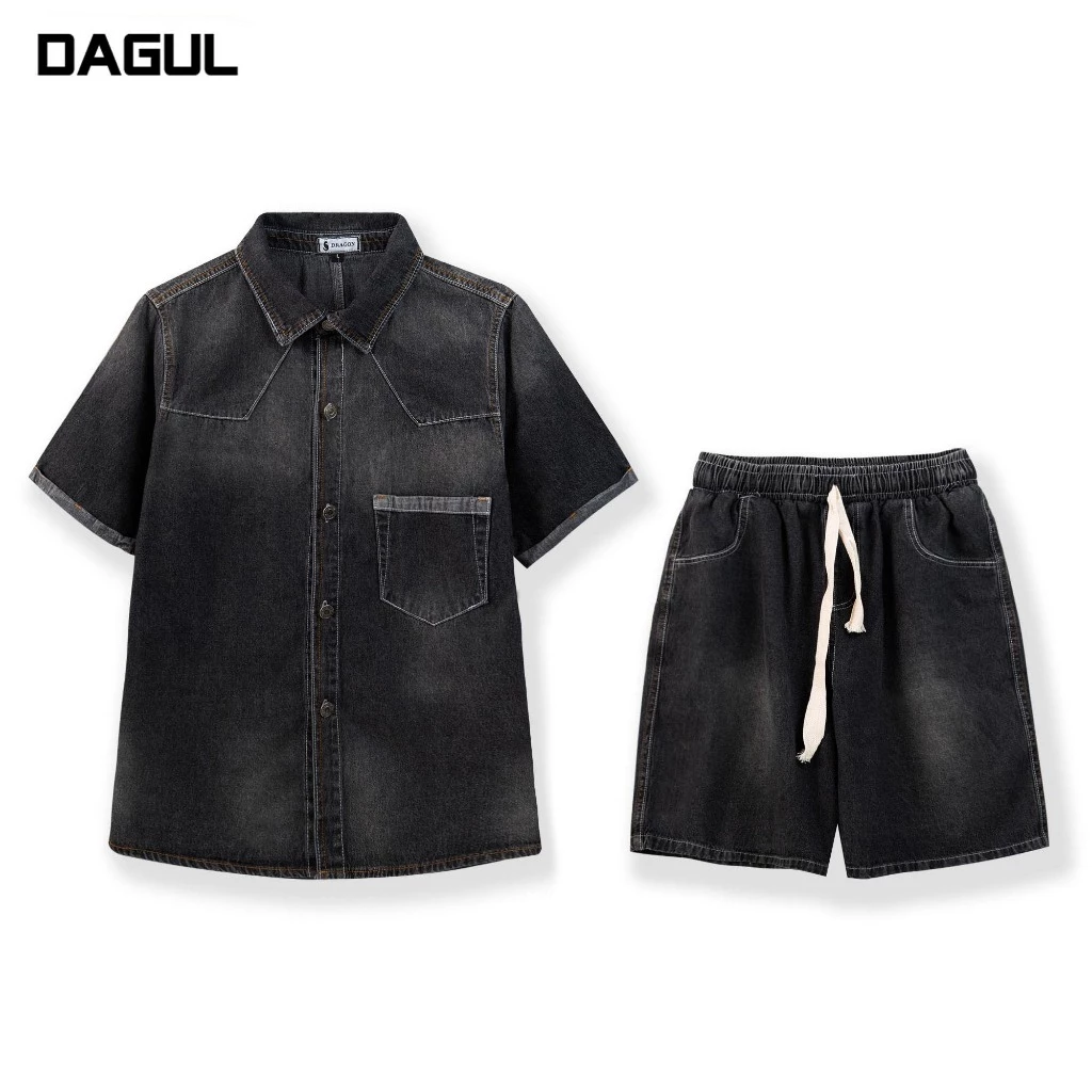 Bộ bò chất dinim trơn mặc cho mùa hè đủ size m l xl 2xl
