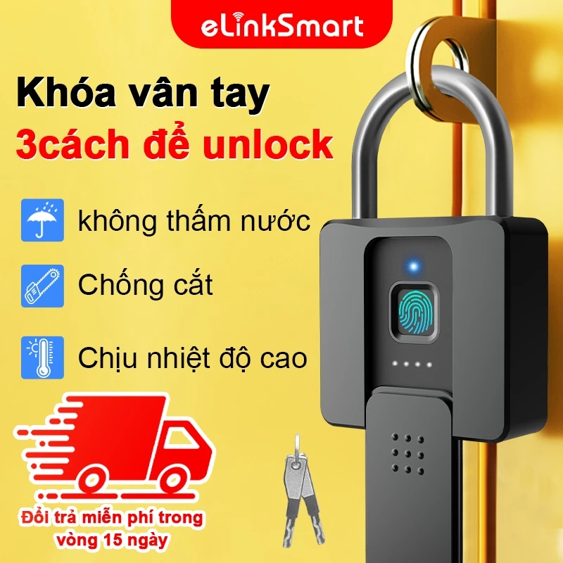 🏆ổ khoá vân tay TOP 1🏆Ổ Khóa Vân Tay Thông Minh, App,Chìa Cơ Dự Phòng, Cỡ Lớn, Chống Cắt, Chống Nước