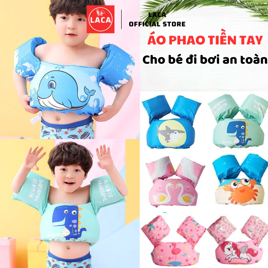 Phao bơi liền tay bụng lưng chống lật chất liệu mút xốp dành cho bé từ 2-8 tuổi LACA- Áo phao cho bé