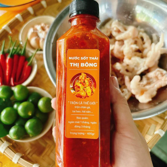 Sốt Thái Thị Bông ,trộn chân gà , tai heo , hải sản CHAI 330ML