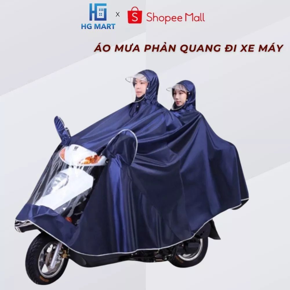 Áo Mưa Phản Quang 1 Người Và 2 Người HGMART Che Phủ Toàn Thân Kèm Kính Chắn Mưa Tiện Lợi [ Hàng Tốt ]