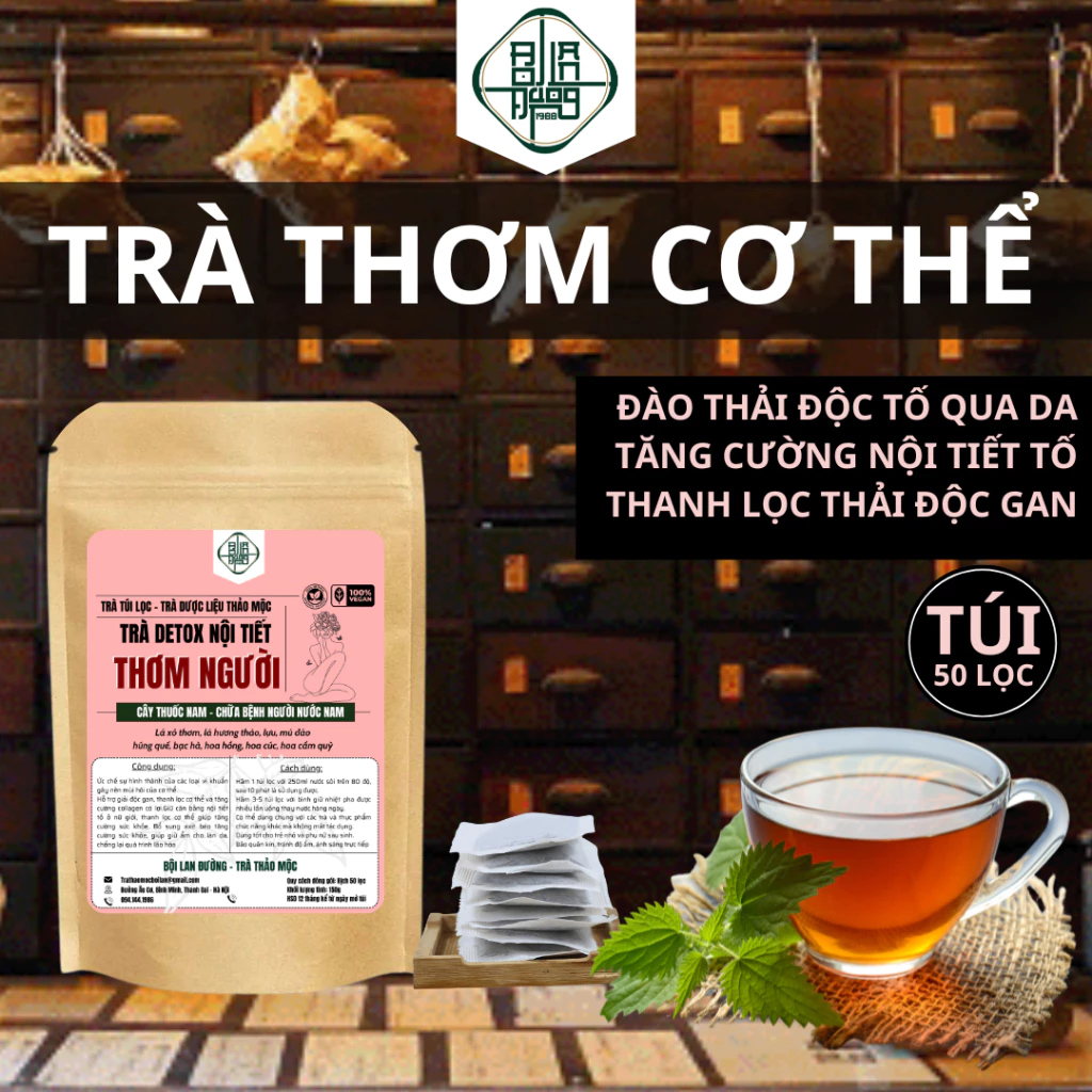 Trà Detox nội tiết thơm cơ thể - Bội Lan Đường - Trắng Da Làm Đẹp, Giúp Trắng Sáng, Giảm Mụn, Thơm Cơ Thể - 50 lọc