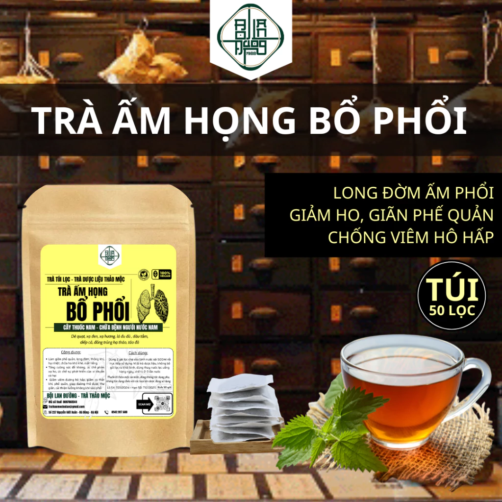 Trà Bổ Phổi Bội Lan Đường - Thảo Dược Tiêu Đờm, Giảm Ho Nhanh, Giảm Đau Rát Họng, Bảo Vệ Hô Hấp