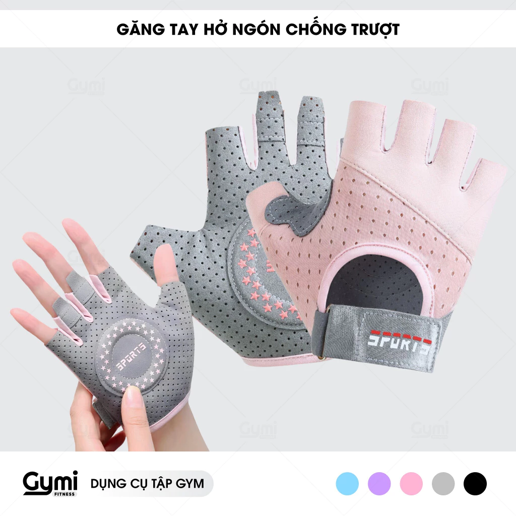 Găng Tay Tập Gym Nữ SPORT Hở Ngón Chống Trượt Tập Yoga, Gym, Đạp Xe Dày Dặn / T
