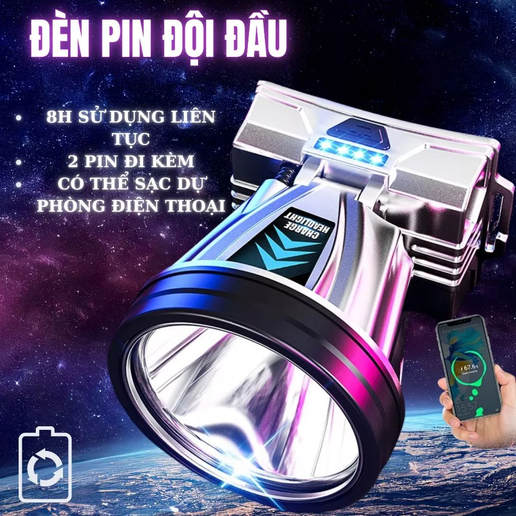 Đèn Pin Đội Đầu Siêu Sáng Chiếu Sáng Chuyên Dụng Cho Chạy Bộ / Cắm Trại