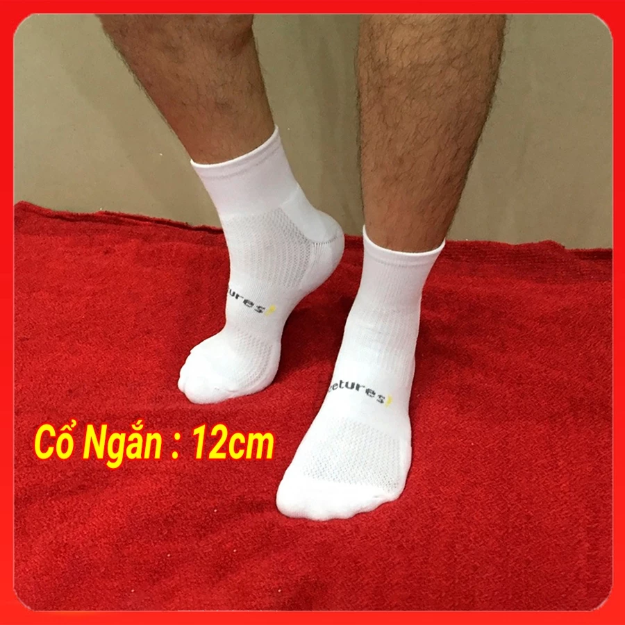 Tất đá bóng vớ thể thao Feetures nam nữ loại cổ ngắn lửng, hàng dệt kim chất liệu cotton cao cấp dày dặn