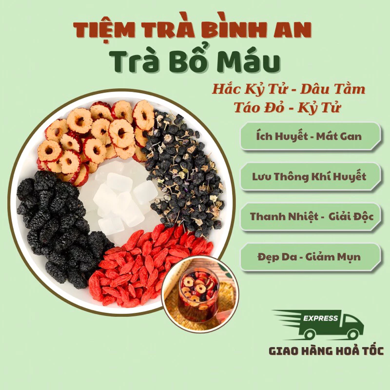 Trà Bổ Máu Ích Huyết Mát Gan Bình An, Giúp Lưu Thông Khí Huyết, Thanh Nhiệt Giải Độc, Đẹp Da Giảm Mụn