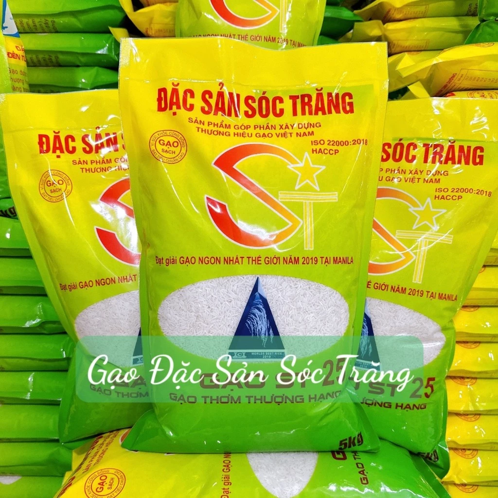 GẠO ST25 Loại 1 Bao 5KG ( Gạo Ngon Nhất Thế Giới ) Dẻo Mềm Thơm Cơm